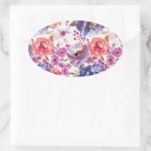 Rich Waterverf Flower Pattern Ovale Sticker (Tas)