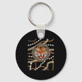 Rich Wild Tiger With Printed Gold Chains & Dia Sleutelhanger (Voorkant)