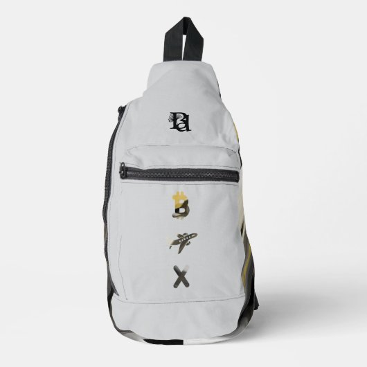 RICH Witte Sling Bag Trend Abstracte Kunst Zwart G (Voorkant)