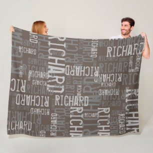 Richard aangepaste naam moderne typografie bruinac fleece deken