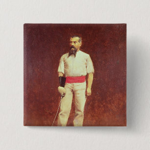 Richard Burton in Fencing Dress, 1889 Vierkante Button 5,1 Cm