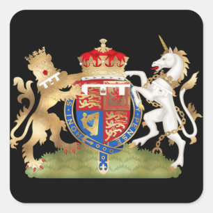 Richard de Leeuw Hart Coat of Arm/faux goud Vierkante Sticker