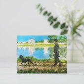 Richard Gallo en Zijne hond van Gustave Caillebott Briefkaart (Staand voorkant)