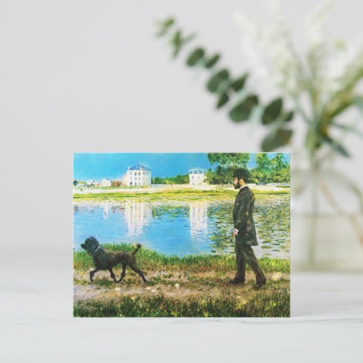 Richard Gallo en Zijne hond van Gustave Caillebott Briefkaart (Staand voorkant)