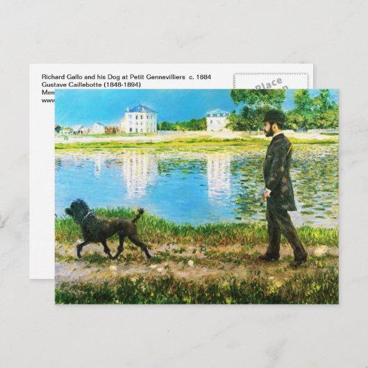 Richard Gallo en Zijne hond van Gustave Caillebott Briefkaart (Voorkant / Achterkant)