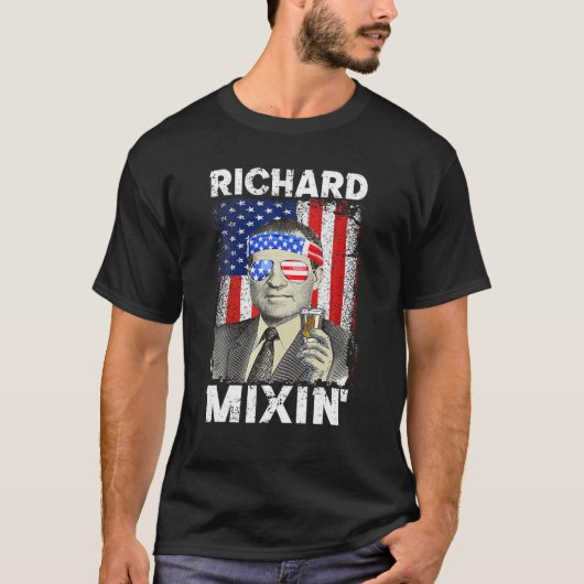 Richard Mixin 4e juli Funny Richard Nixon Drin T-shirt (Voorkant)