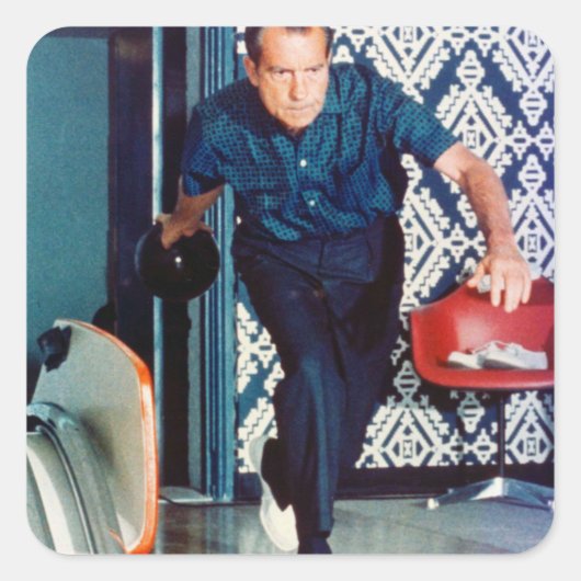 Richard Nixon Bowling Vierkante Sticker (Voorkant)