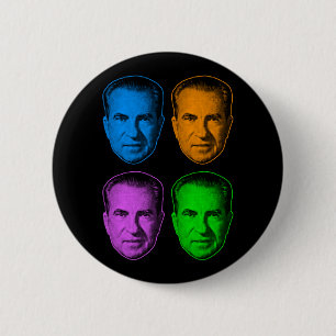 Richard Nixon in Levendige Kleur Ronde Button 5,7 Cm