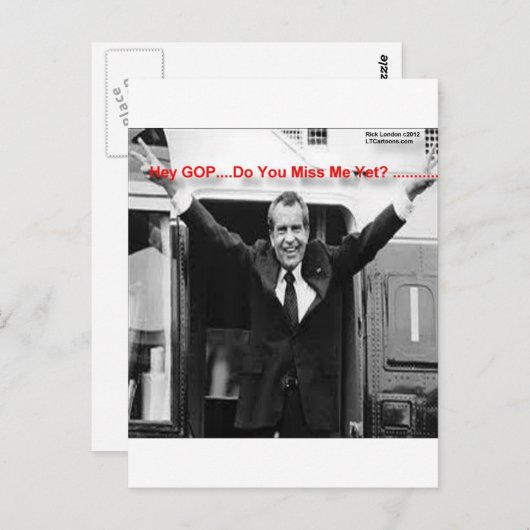 Richard Nixon "Miss Me Toch?" Funny Gifts & T - sh Briefkaart (Voorkant / Achterkant)