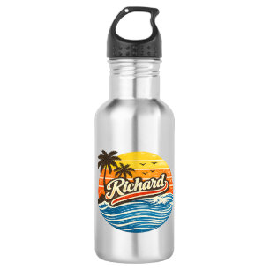Richard Retro Zonsondergang Naam Design Waterfles