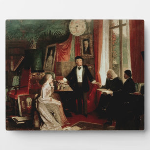 Richard Wagner met Franz Liszt en Liszt's dochter Fotoplaat