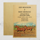 Richardson Texas Wedding Invitation Horses Kaart (Voorkant / Achterkant)
