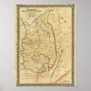 Richardson's Kaart van West Virginia Poster