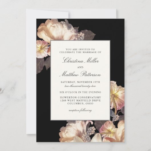 Riche Moody Floral Faire-part de mariage (Devant)