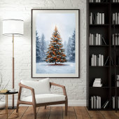 Richly Decorated Christmas Tree in Winter Poster