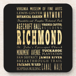 Richmond City if Virginia Typography Art Drankjes Onderzetter