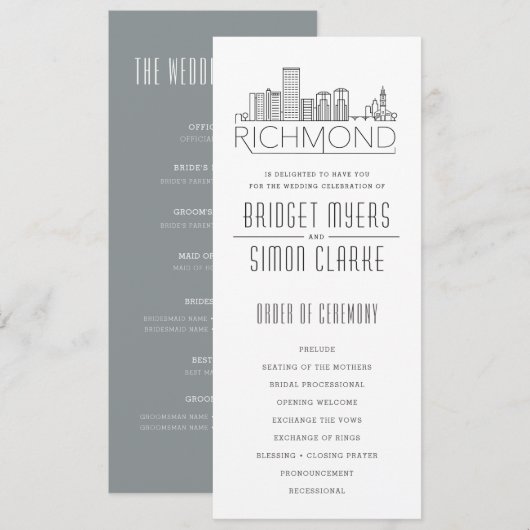 Richmond Stijl Silhouet | Trouwprogramma Kaart (Voorkant / Achterkant)