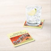 Richmond VA, Map Coordinates,  stijl Vierkante Kartonnen Onderzetter (Insitu)