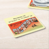 Richmond VA, Map Coordinates,  stijl Vierkante Kartonnen Onderzetter (Schuin)