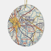 Richmond VA  Map Keramisch Ornament (Links)