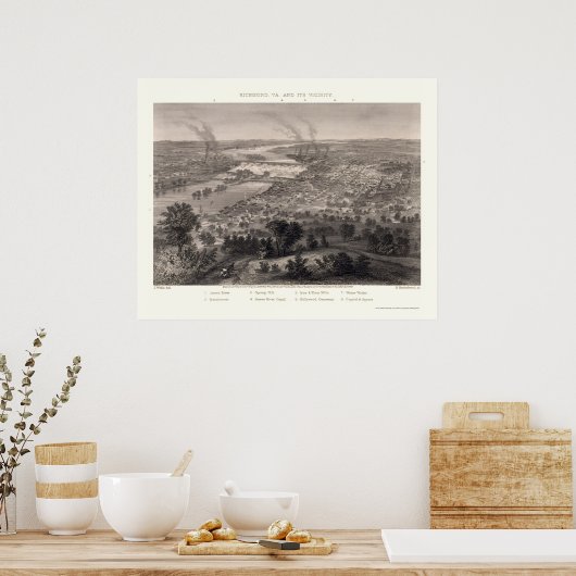 Richmond, VA Panoramic Map - 1863 Poster (Keuken)