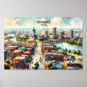Richmond Virginia Beroemde Reisplaatsen waterverf Poster