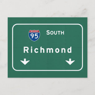 Richmond Virginia gaat naar Interstate Highway Fre Briefkaart