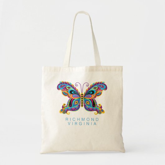 Richmond Virginia Souvenir Butterfly Graphic Tote Bag (Voorkant)