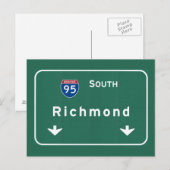 Richmond Virginia va Interstate Highway Freeway : Briefkaart (Voorkant / Achterkant)