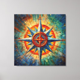 Richting in Chaos (Kompas Roos) Canvas Afdruk