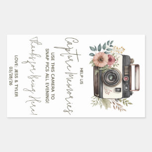 Richtlijnen voor Wegwerpfloralcamera met Vintage B Rechthoekige Sticker