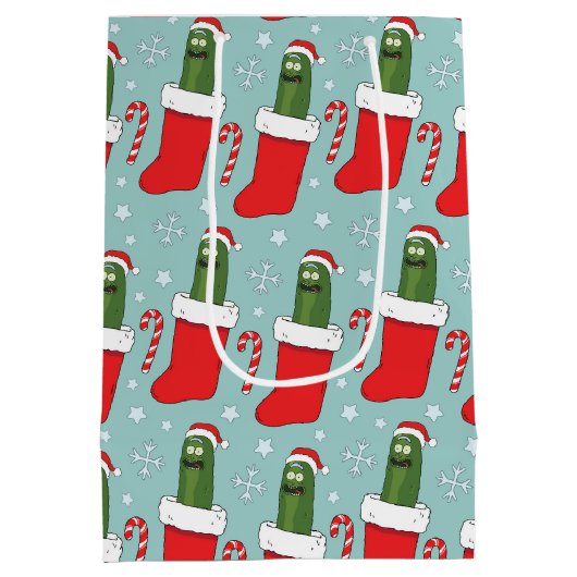 Rick and Morty | Christmas Pickle Rick Pattern Medium Cadeauzakje (Achterkant)