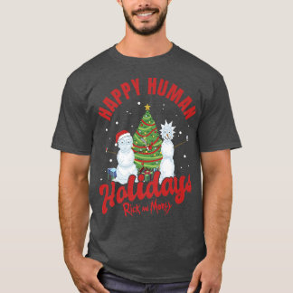 Rick and Morty Happy Human Feestdagen Cele T-shirt