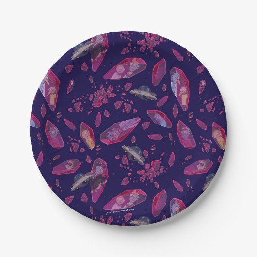 Rick and Morty Time Crystal Pattern Papieren Bordje (Voorkant)