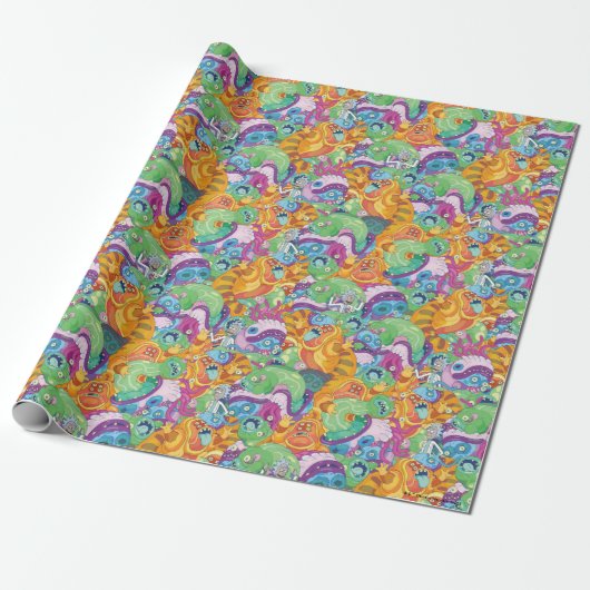 Rick Apocalypse Party Alien Pattern Cadeaupapier (Uitgerold)