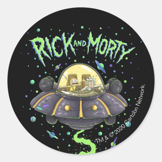 RICK EN MORTY™ | Afbeelding van de ruimtevlucht Ronde Sticker (Voorkant)