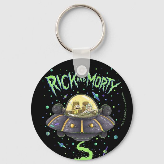 RICK EN MORTY™ | Afbeelding van de ruimtevlucht Sleutelhanger (Voorkant)