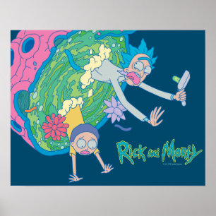 RICK EN MORTY™   Afvallen van geïnfecteerd portaal Poster