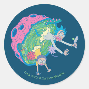 RICK EN MORTY™   Afvallen van geïnfecteerd portaal Ronde Sticker
