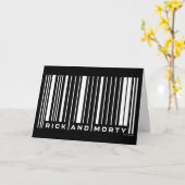 Rick en Morty Bar Code Grafisch Kaart (Gele Bloem)