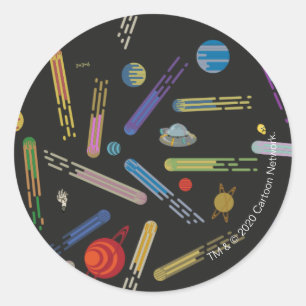 RICK EN MORTY™   Buitengraten Patroon Ronde Sticker