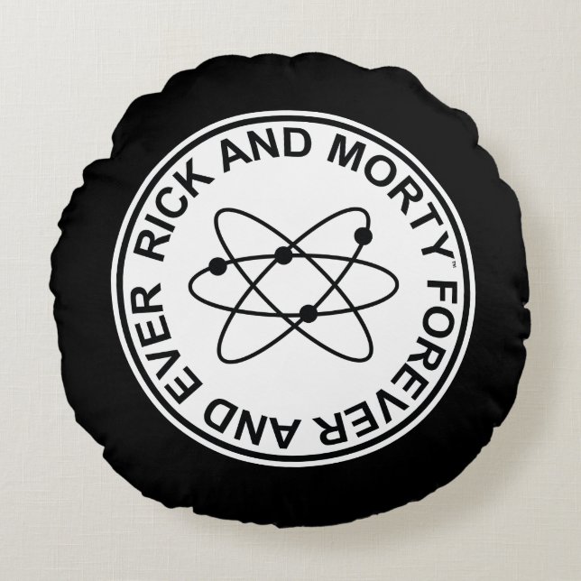 Rick en Morty Forever en Ever Atomic Badge Rond Kussen (Voorkant)
