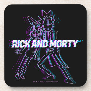 RICK EN MORTY™   Glitched Rick en Morty Bier Onderzetter