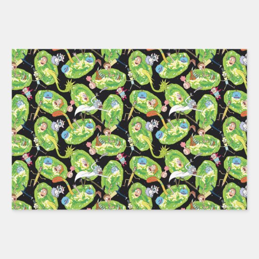 RICK EN MORTY™ | Het Portals Patroon doorlopen Inpakpapier Vel (Voorkant)