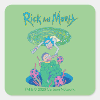 RICK EN MORTY™ | Poortredding Vierkante Sticker