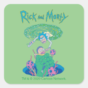 RICK EN MORTY™  Portaalredding Vierkante Sticker