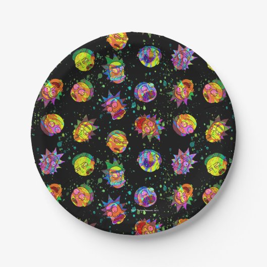 RICK EN MORTY™ | Psychedelic Swirl Pattern Papieren Bordje (Voorkant)