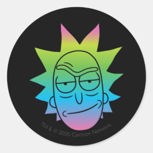 RICK EN MORTY™   Rainbow Rick Head-patroon Ronde Sticker