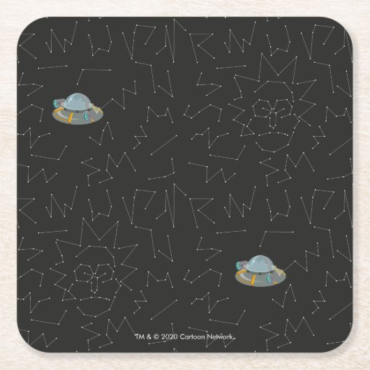 RICK EN MORTY™ | Rick Constellation Pattern Vierkante Kartonnen Onderzetter (Voorkant)