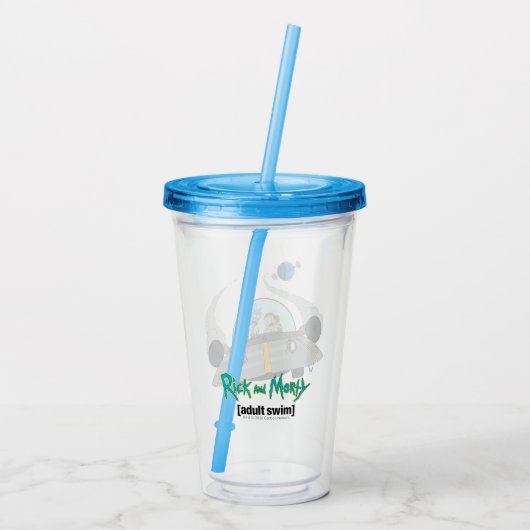 RICK EN MORTY™ | Vliegen in ruimtevaart Acryl Drinkbeker (Achterkant)
